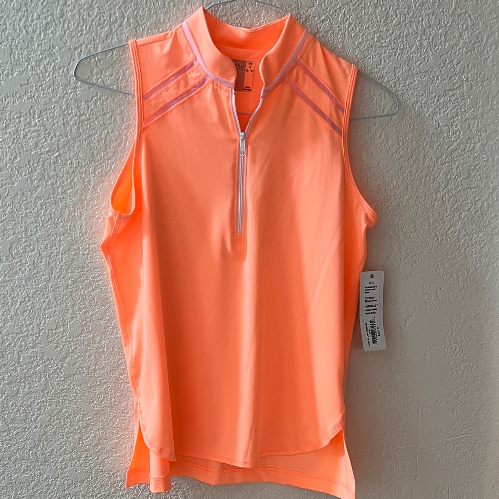 Lucky in Love size M, Women's Sleeveless Orange Top